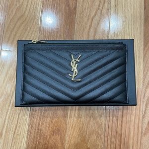 Saint Laurent Monogram Matelassé Leather Zip Pouch